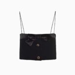 Miu Miu Women Velvet Top with Jacquard Logo