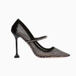 Miu Miu Women Vinyl and Mesh Pumps 105 mm mm Heel Height-Black