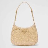 Prada Women Cleo Satin Bag with Crystals-Gold