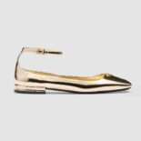 Prada Women Metallic Leather Ballerinas-Gold