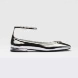 Prada Women Metallic Leather Ballerinas-Silver