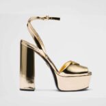 Prada Women Metallic Leather Platform Sandals