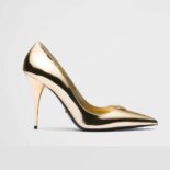 Prada Women Metallic Leather Pumps-Gold