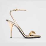 Prada Women Metallic Leather Sandals-Gold