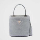 Prada Women Panier Shearling Mini-Bag-Silver