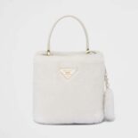 Prada Women Panier Shearling Mini-Bag-White