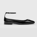 Prada Women Patent Leather Ballerinas-Black