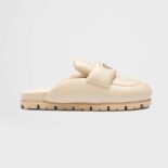 Prada Women Soft Padded Nappa Leather Sabots-Beige