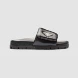 Prada Women Soft Padded Nappa Leather Slides-Black