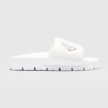 Prada Women Soft Padded Nappa Leather Slides-White