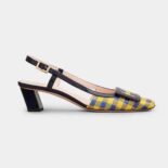 Roger Vivier Women Belle Vivier Lacquered Buckle Slingback Pumps in Fabric-Yellow