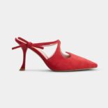 Roger Vivier Women I Love Vivier Bow String Mules in Suede-Red