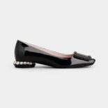 Roger Vivier Women Strass Heel Covered Buckle Ballerinas in Nappa Leather-Black