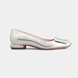 Roger Vivier Women Strass Heel Covered Buckle Ballerinas in Nappa Leather-Silver