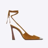 Saint Laurent YSL Women Blade Slingback Pumps in Suede-Brown