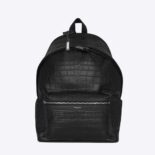 Saint Laurent YSL Women City Backpack in Crocodile-Embossed Leather