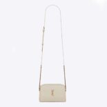 Saint Laurent YSL Women Gaby Zipped Pouch in Quilted Lambskin-White