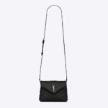 Saint Laurent YSL Women Loulou Toy Strap Bag in Matelassé "Y" Leather-Black