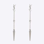 Saint Laurent YSL Women Opyum YSL Rhinestone Spike Earrings in Metal