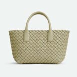 Bottega Veneta Women Mini Cabat Intreccio Leather Tote Bag with Detachable Strap-Dark Green