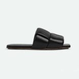 Bottega Veneta Women Patch Flat Mule Padded Intreccio Leather Flat Mules-Black