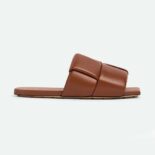 Bottega Veneta Women Patch Flat Mule Padded Intreccio Leather Flat Mules-Brown