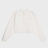 Celine Women Triomphe Pea Jacket in Optic White Denim