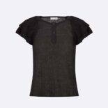 Dior Women Frilled Top Black Linen Knit