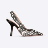 Dior Women J'Adior Slingback Pump Black and White Ornamental Cotton with Cornely Embroidery