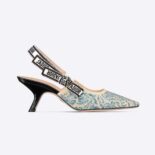 Dior Women J'Adior Slingback Pump Duck Blue Dior Brocart Embroidered Cotton