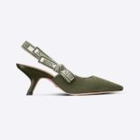 Dior Women J'Adior Slingback Pump Khaki Embroidered Cotton