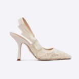 Dior Women J'Adior Slingback Pump White Macramé Embroidered Cotton