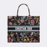 Dior Women Large Dior Book Tote Black Multicolor Dior Petites Fleurs Embroidery