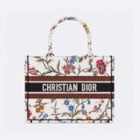 Dior Women Medium Dior Book Tote White Multicolor Dior Petites Fleurs Embroidery