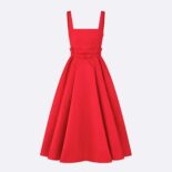 Dior Women Mid-Length Dress Red Wool and Silk Shantung