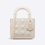 Dior Women Mini Lady Dior Bag Latte Ultramatte Cannage Calfskin