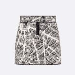 Dior Women Miniskirt White and Black Technical Mesh with Plan de Paris Motif