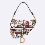 Dior Women Saddle Bag White Multicolor Dior Petites Fleurs Embroidery