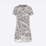 Dior Women Short Dress White and Black Technical Mesh with Plan de Paris Motif