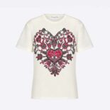 Dior Women T-Shirt Ecru Cotton Jersey and Linen with Dior Bandana Motif