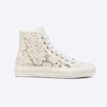 Dior Women Walk'N'Dior High-Top Sneaker White Macramé Embroidered Cotton