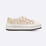 Dior Women Walk'N'Dior Platform Sneaker Gold-Tone Dior Oblique Cotton with Metallic Thread Embroidery