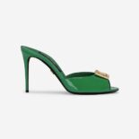 Dolce Gabbana D&G Women Patent Leather Mules with DG Logo-Green