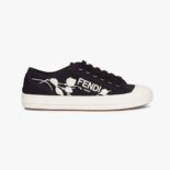 Fendi Men Domino Black Canvas Low Tops