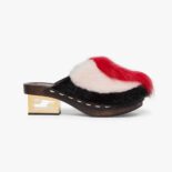 Fendi Women Baguette Show Red Fox Fur Medium-Heel Clogs