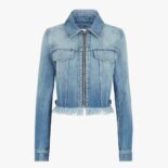 Fendi Women Blue Denim Jacket with Shirt Collar