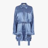 Fendi Women Jumpsuit Playsuit in Blue Viscose Satin