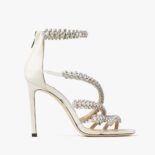 Jimmy Choo Women Josefine 100 Latte Nappa Sandals with Crystal Embellishment