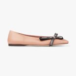 Jimmy Choo Women Veda Ballerina Ballet Pink Nappa Leather Flat Ballerina Pumps with Jimmy Choo Bow