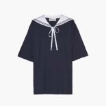 Miu Miu Women Cotton T-shirt with Embroidered Logo